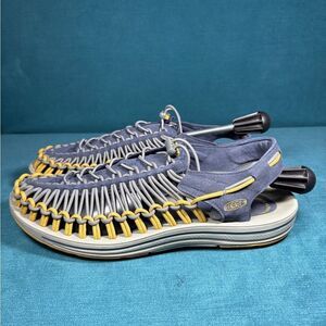 Keen Uneek 2 Mens US 13 Water Sandals Cord Braided Rope Gray Yellow TrailSport
